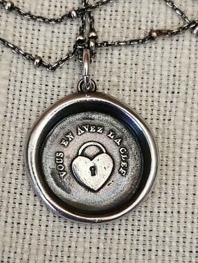 Plum and Posey Heart Lock Wax Seal Necklace Sterling Silver